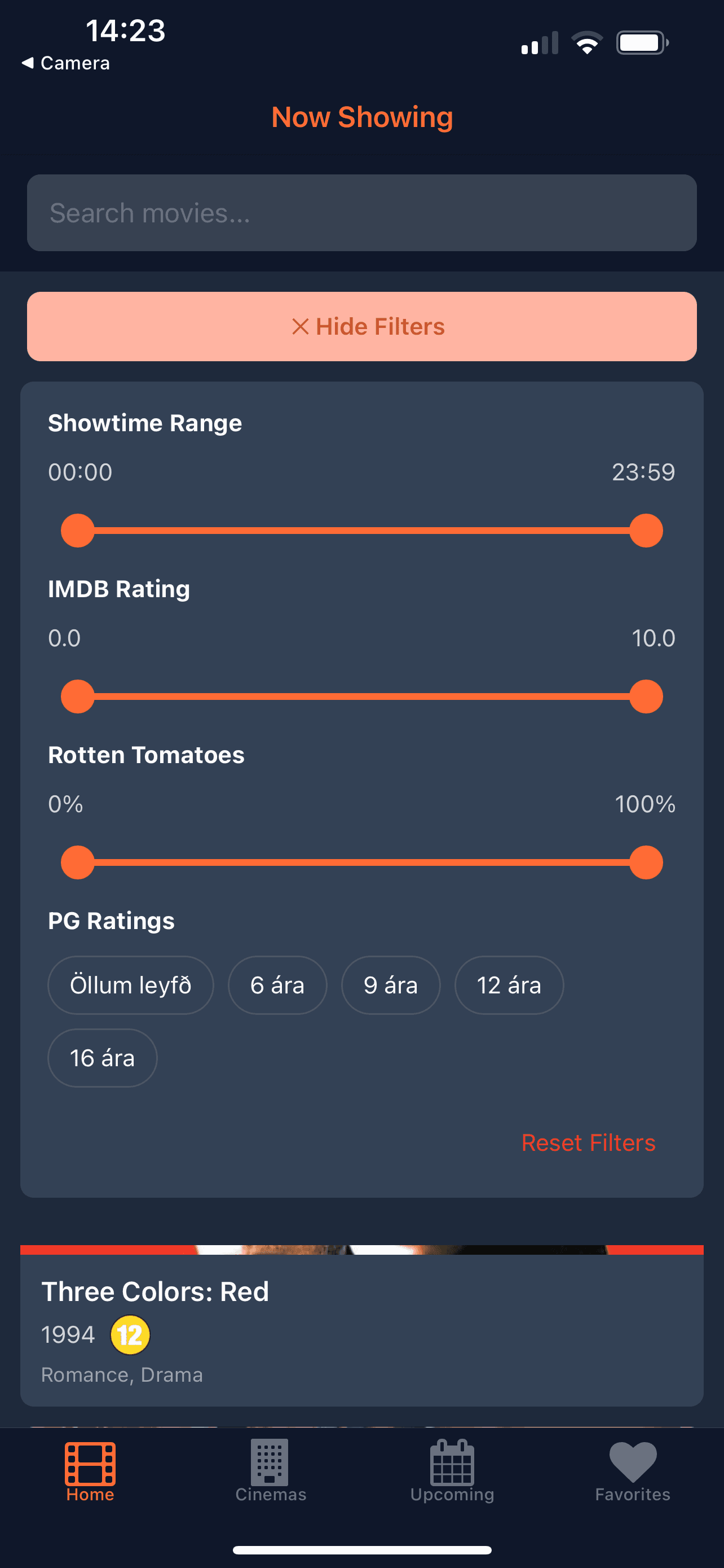 Dr. Cinema interface screenshot 2