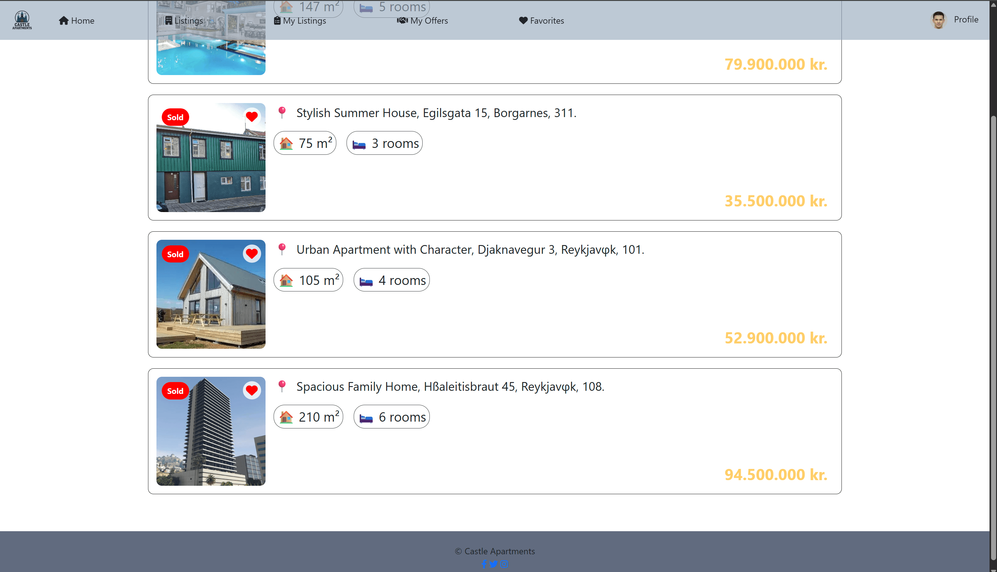 Fasteignavefur interface screenshot 2